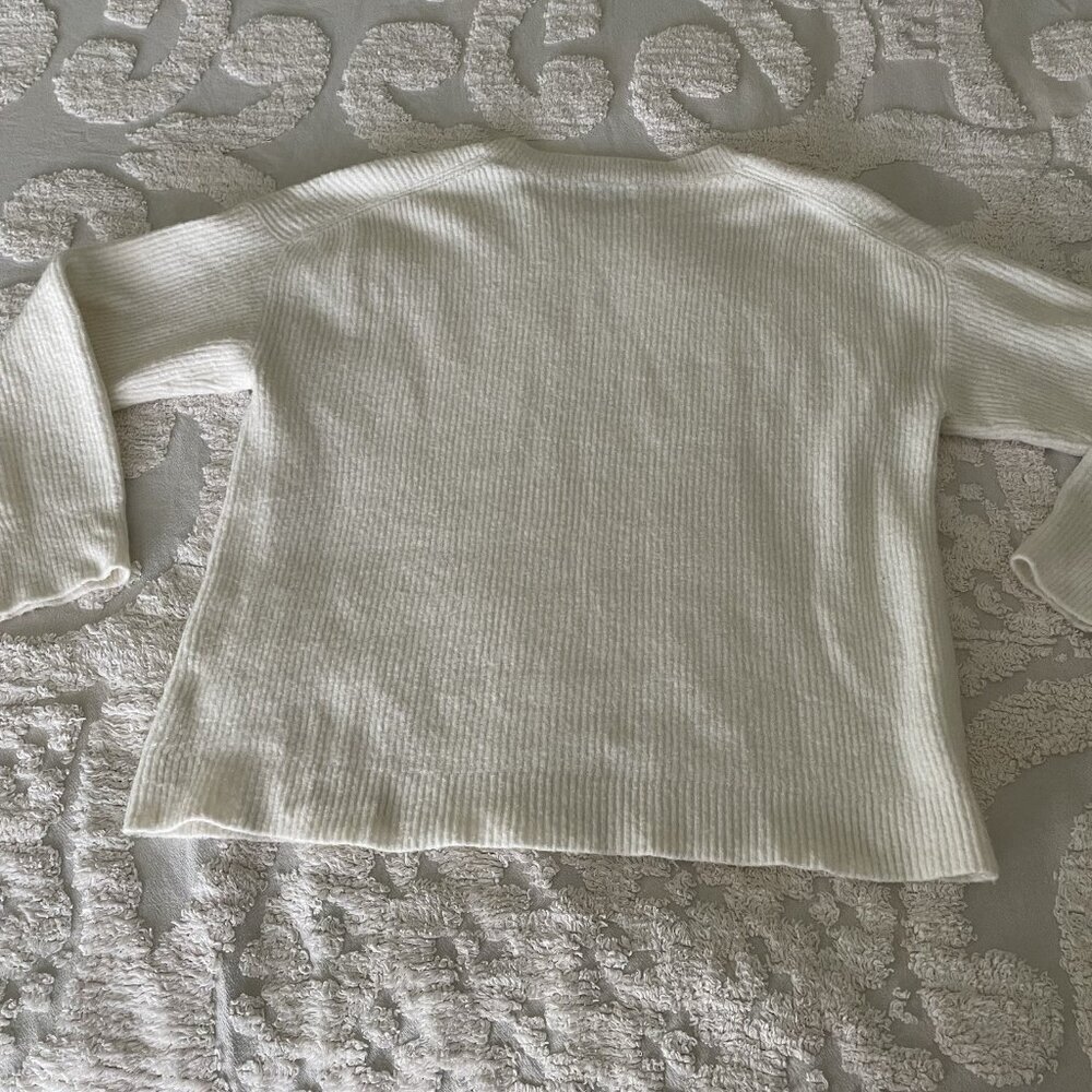 J.Crew Women's Ribbed Boyfriend Crewneck Sweater Ivory Extra Soft Preppy M - Picture 2 of 6